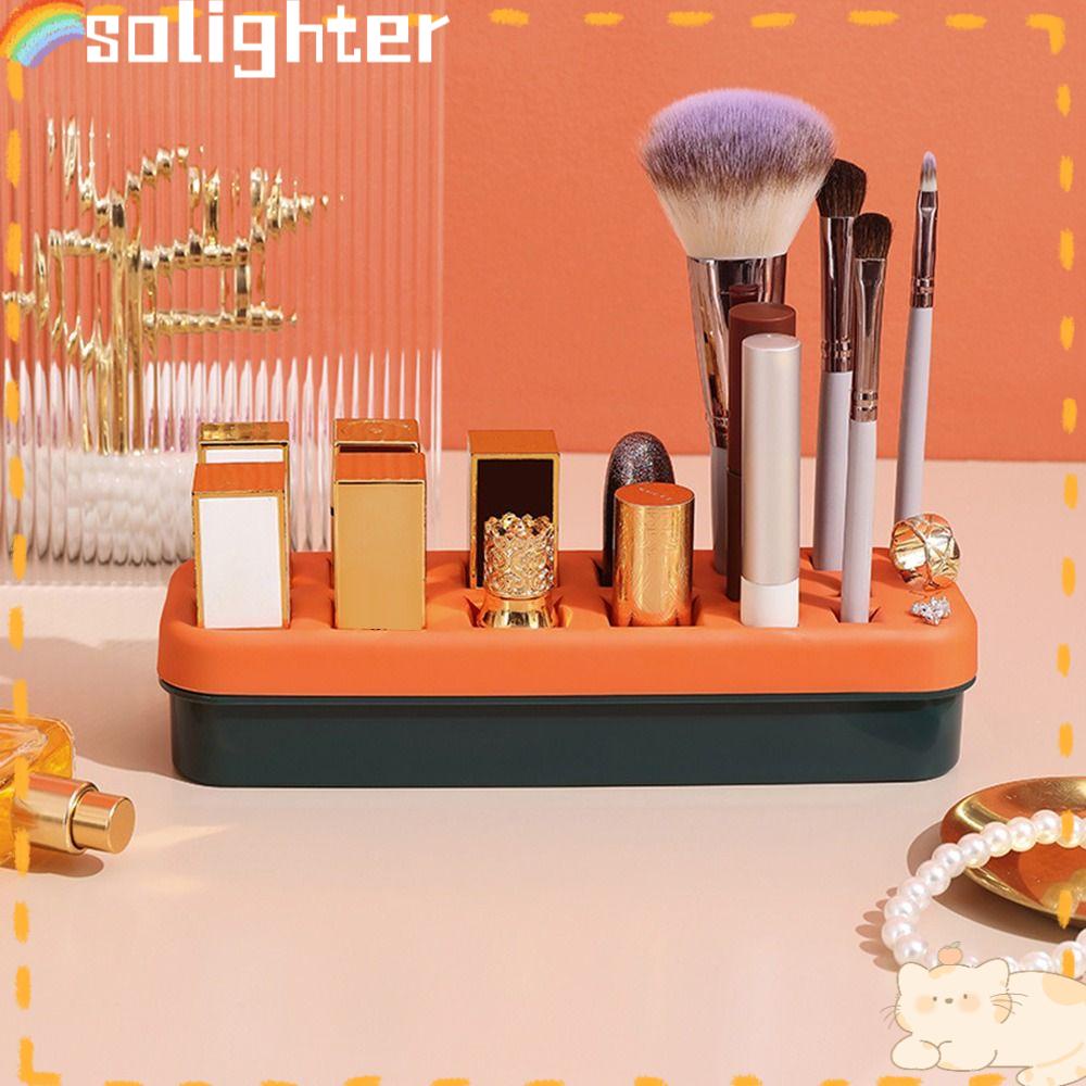 Solighter Kotak Penyimpanan Lipstik Silikon Untuk Make Up Kosmetik Brush Grid Cosmetics Display Stand