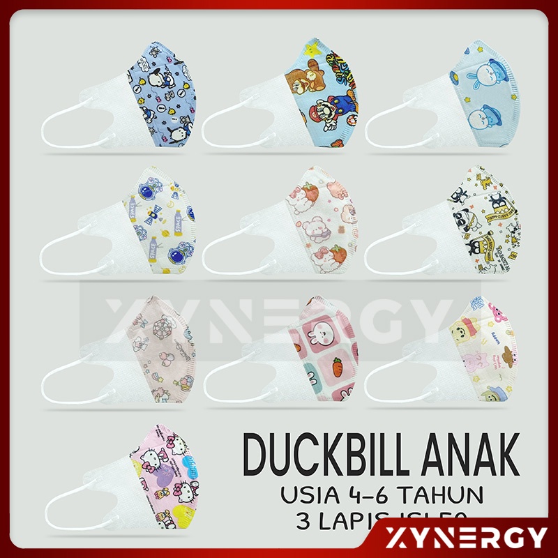 Masker Anak Duckbill isi 50 3 lapis Masker Non Medis Sekali Pakai