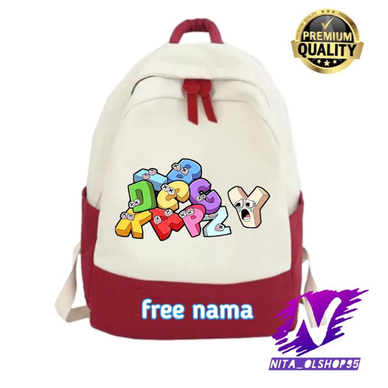 tas ransel sekolah anak alphabet roblox