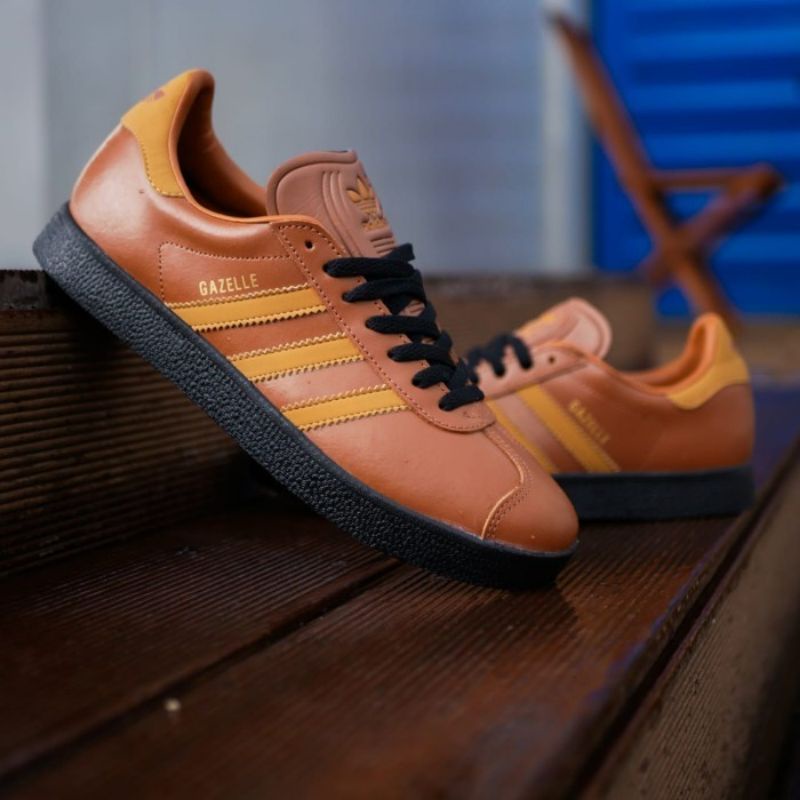 ADIDAS GAZELLE LEATHER BROWN WOOD ORIGINAL SNEAKERS PRIA