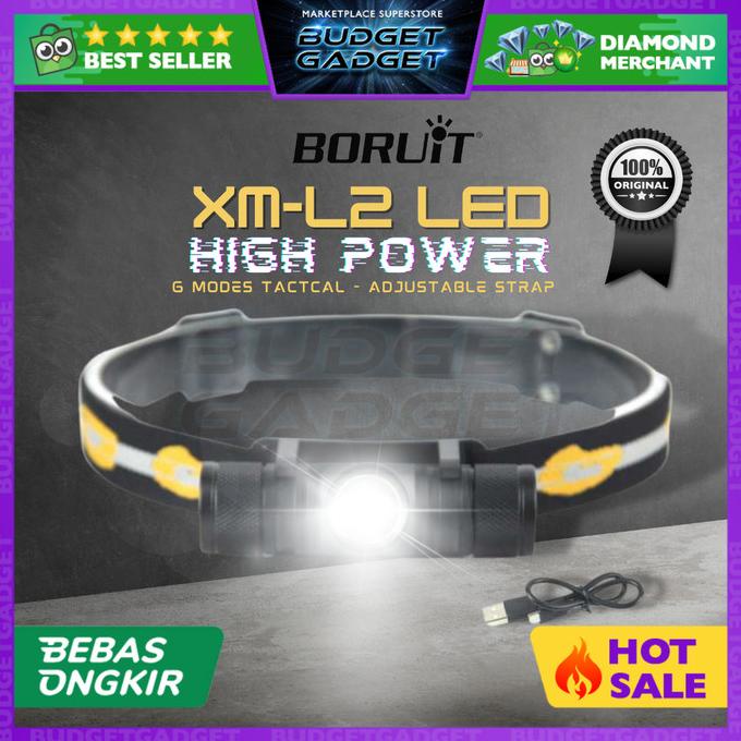 BORUIT D10 XML L2 Senter Kepala LED Headlamp Flashlight Headlight
