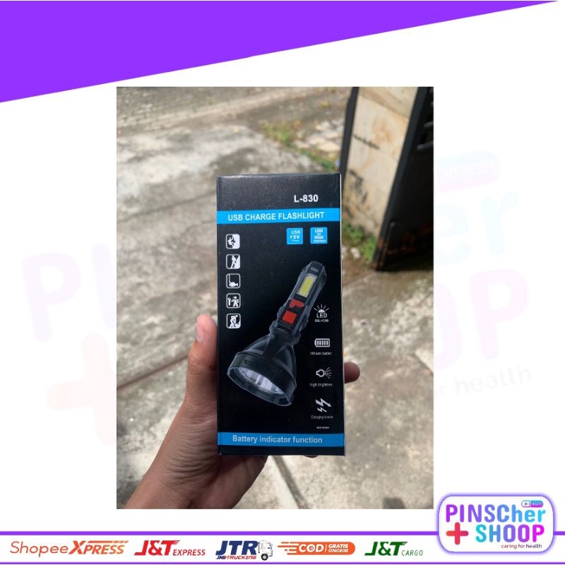 Senter Outdoor L 830 USB Flaslight Super Terang