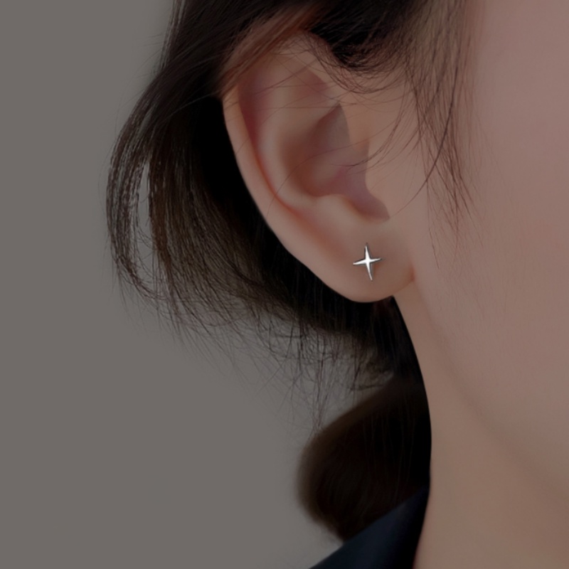 Magic789 Keren Fashion s925 Perak Bintang Stud Anting-Anting Untuk Pria Wanita Unisex Anti-Alergi Anting-Anting Kecil Pakaian Harian Telinga Perhiasan