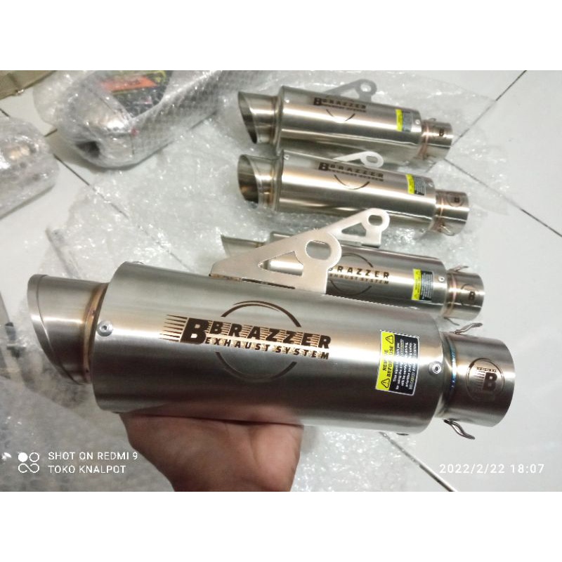 slincer only knalpot racing original BRAZZER EXHAUST TR-1 INLET 50MM knalpot motor racing universall