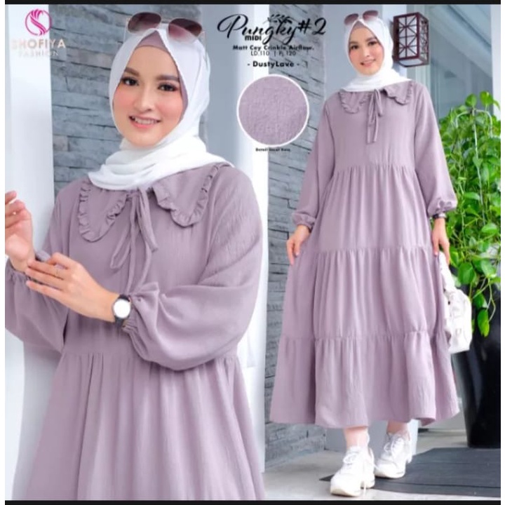 Jual Midi Dress Shakila Bahan Crinkle Dres Wanita Terbaru 2022 Dres