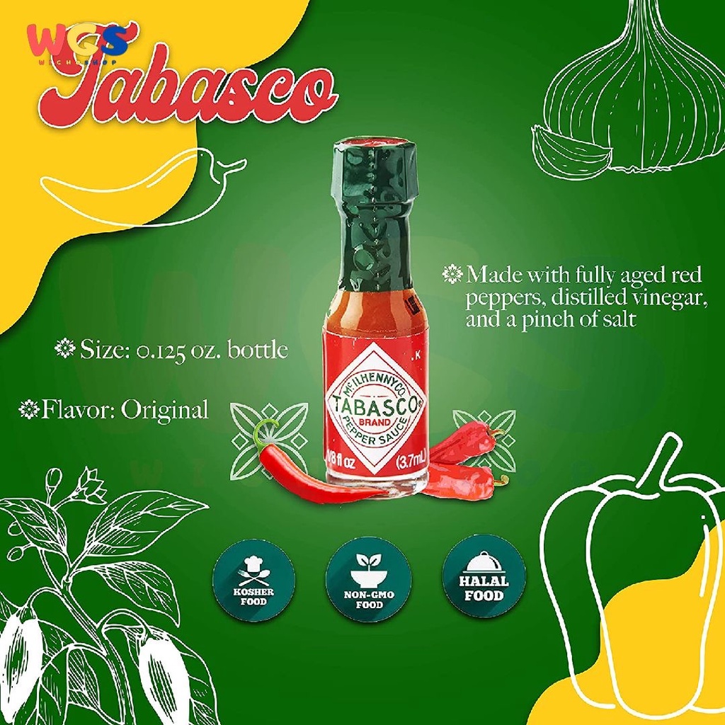 Tabasco Brand Original Mini Red Pepper Sauce USA 3.7 ml