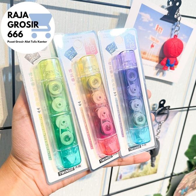 

twinggo 2 in 1 set correction tape dan glue tape TG-B8138 tipe x kerta