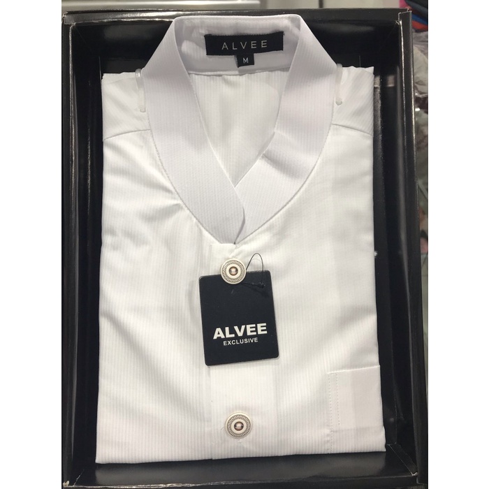 [[READY COD]] Baju koko salaf alvee - Putih Garis2, S