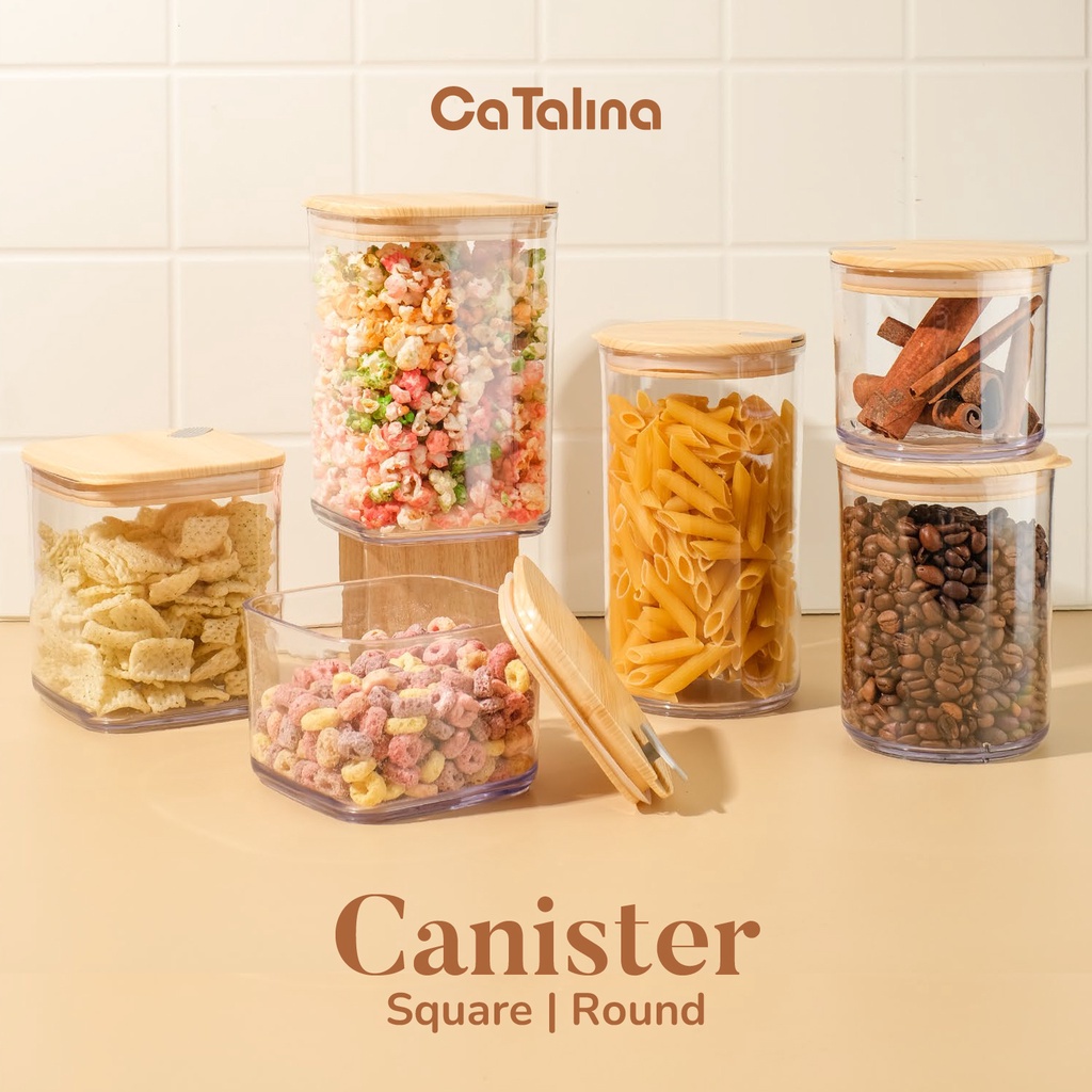 Toples Canister Aesthetic / Toples Gula / Toples Garam / Toples Susu / Toples Kopi Plastik Mika Keda