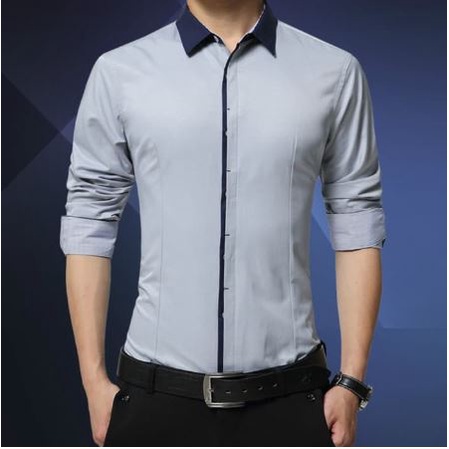 HipNop ROSSI KEMEJA POLOS PRIA LENGAN PANJANG SLIMFIT KEMEJA KERJA FORMAL COWOK