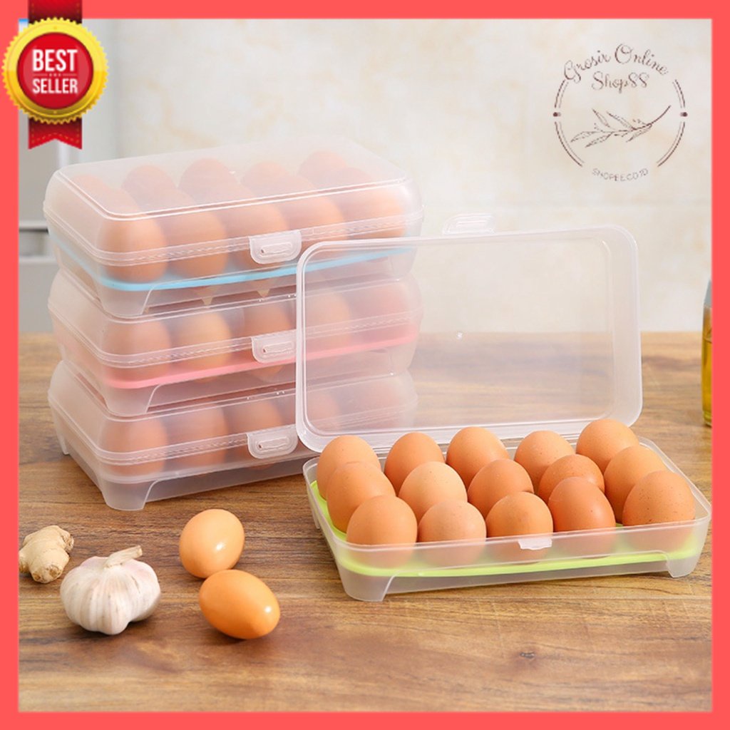 GOS -I307- Kotak Telur Egg Box - Box Telur 15 Lubang - Tempat Penyimpanan Telur Organizer Box