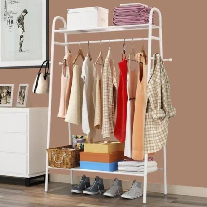 Hanger Gantungan Baju Besi Portable Rak Standing Hanger Lemari Pakaian 827