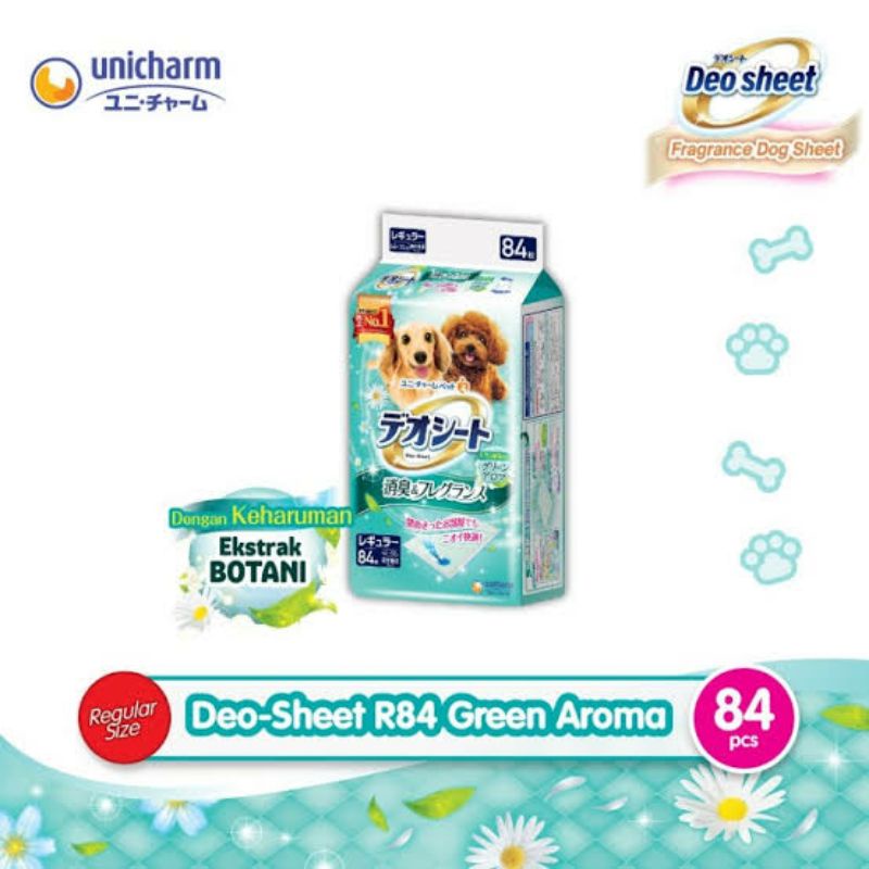 Unicharm Pet - Deo Sheet Anjing - Regular Size - Green Aroma 84 pcs - Underpad