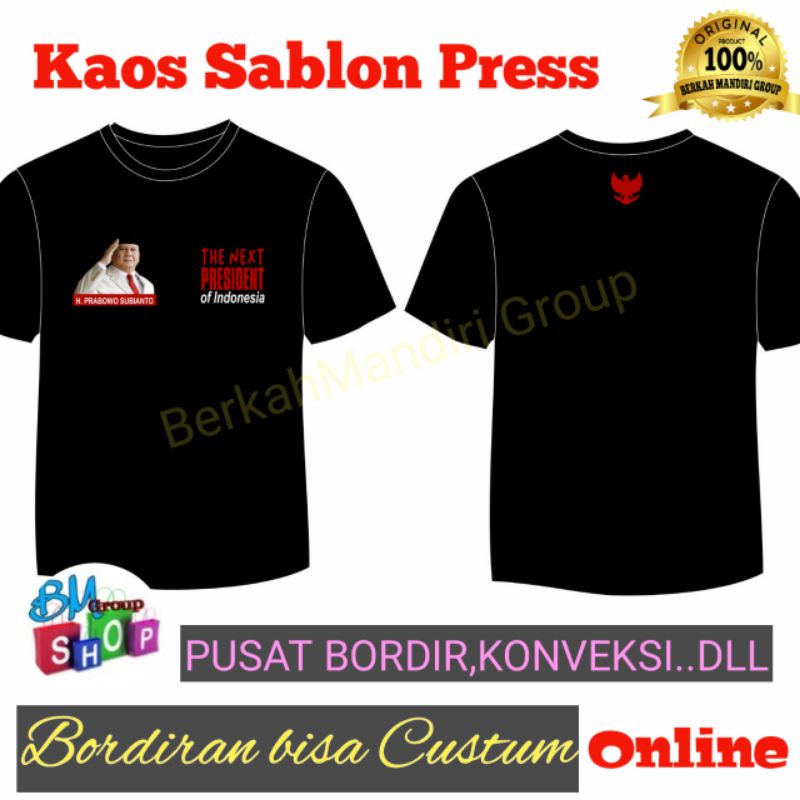 Kaos prabowo presiden sablon pres DTF