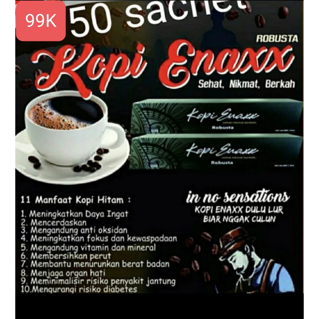 

KOPI ENAXX ROBUSTA ORIGINAL 1 BOX ISI 50 SACHET