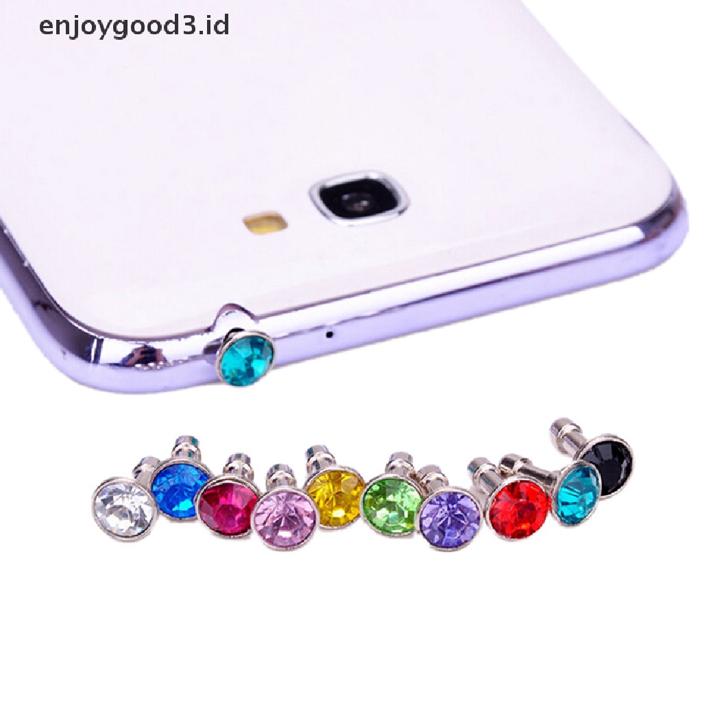 [Rready Stock] 10X Topi Kristal Anti Debu Earphone Jack Plug Stopper Untuk Ponsel10 * 3.5MM, (ID)