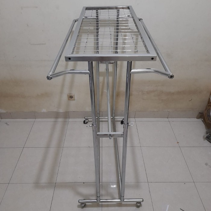 :=:=:=:=] gantungan gawang baju 2 sisi 120cm plus ram