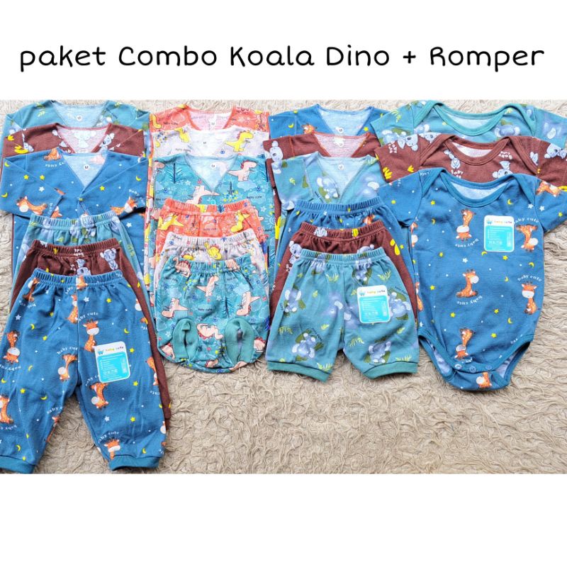 21pcs Paket Perlengkapan Combo Koala Dino baju bayi celana bayi romper jumper baru lahir, 3-6 dan 6-12 SNI Promo 8.8