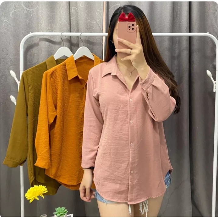 KEMEJA LENGAN PANJANG WANITA POLOS/KEMEJA WANITA TERLARIS/KEMEJA LENGAN PANJANG POLOS