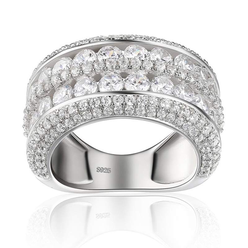 Cincin Janji Micro Paved Bulat Cubic Zirconia Bling Bling Finger Ring Untuk Wanita Pernikahan Band Perhiasan Fashion