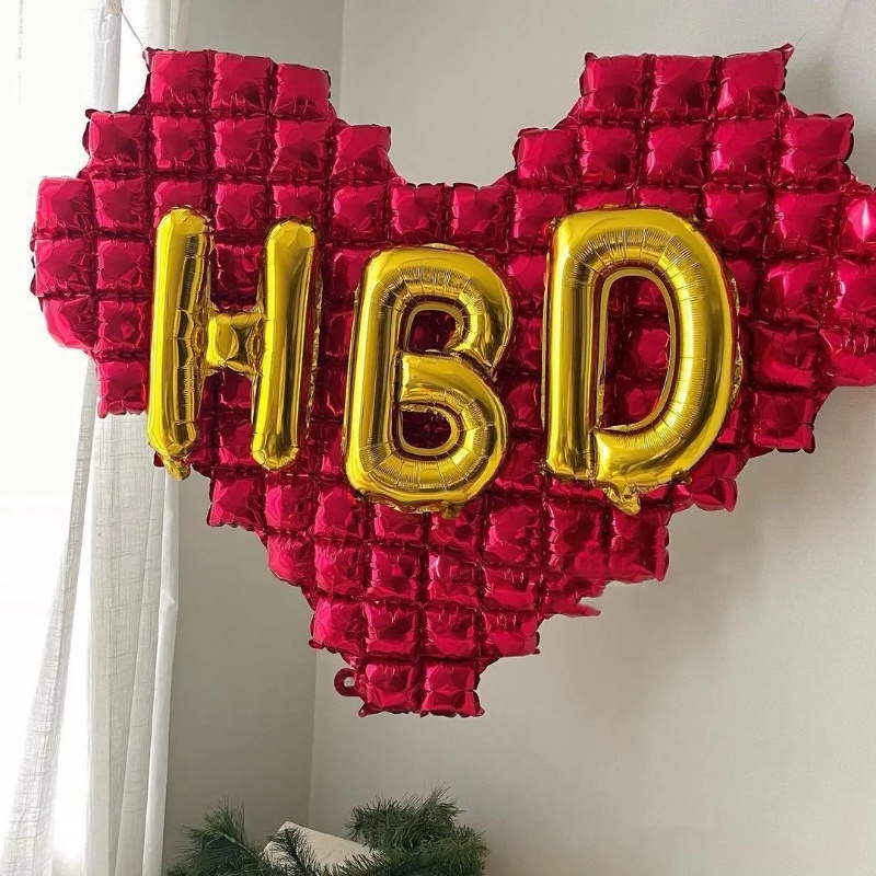 Balon Dinding Latar Belakang Berbentuk Hati 55inci/balon Cinta Film Aluminium Untuk Pesta Hari Valentine DIY Decor