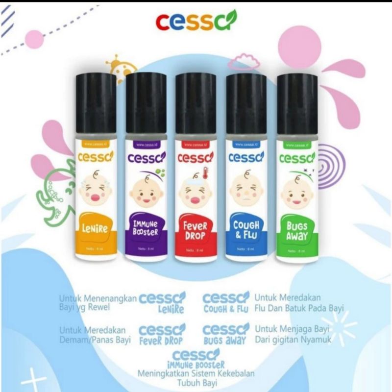 Cessa Baby (0-2 tahun) Fever Drop, Cough n flu, Lenire, Bugs Away dan Immune Booster