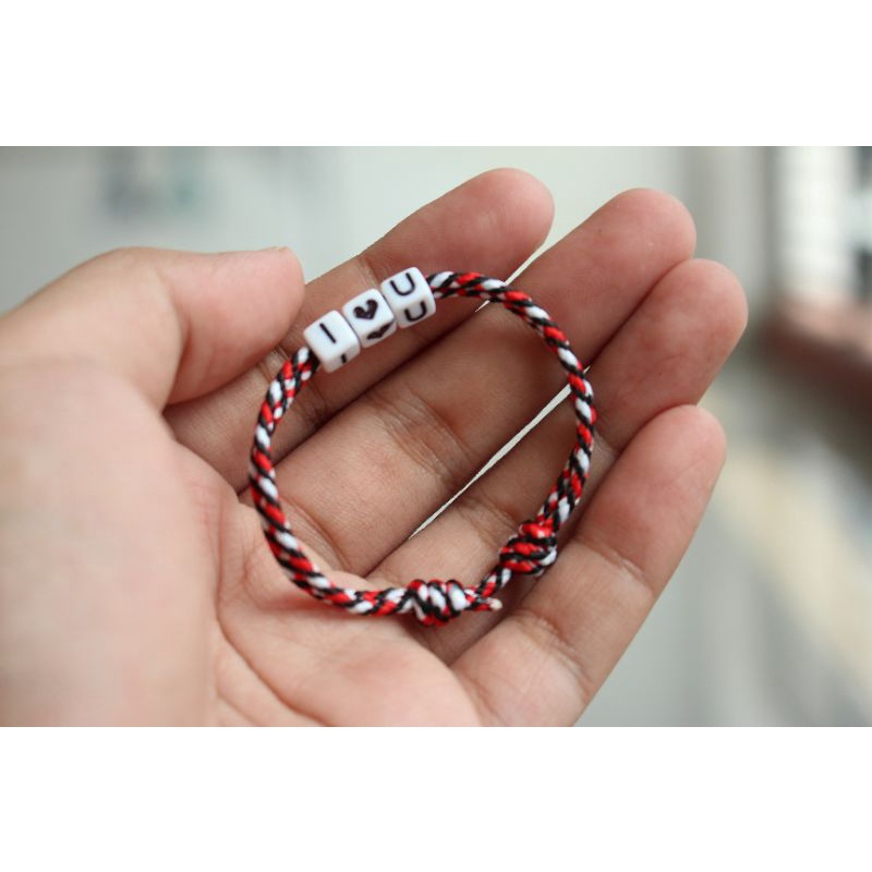 Gelang tiga warna i love u gelang telon love