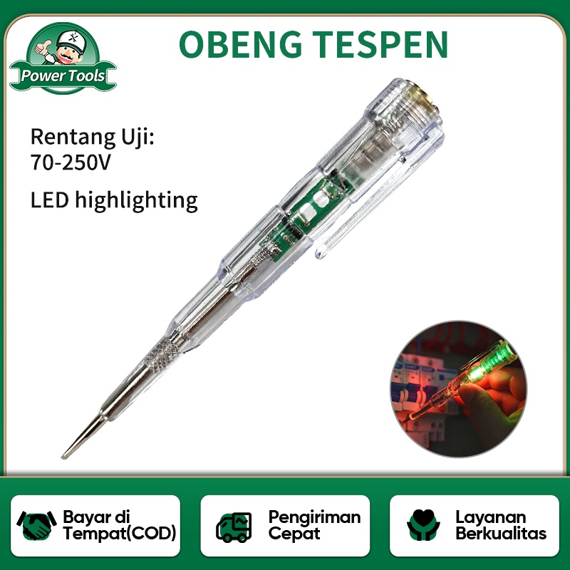 ISKU Obeng Test Pencil TesPen Tester 14cm with Indicator Dual LED Highlighting Rentang Uji 70-250V Anti Jatuh Dan Tahan Lama TesPen Mudah Dibawa