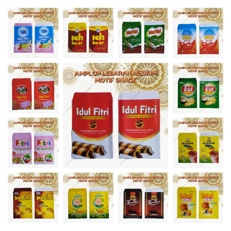 

Amplop Lebaran Motif Snack Premium Ukuran Medium 7x11 Tebal 100gsm (Uang Lipat 1 Kali)