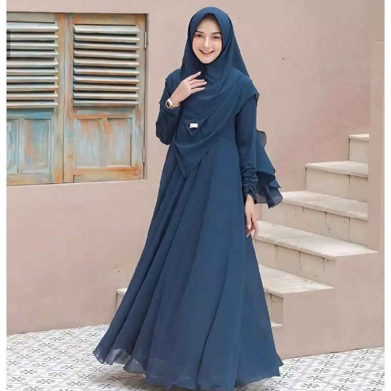 Gamis Syari Hijab 2 layer/Gamis Syar'i Jumbo/Mayra Syar'i Hijab