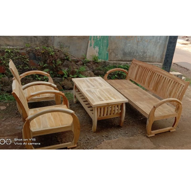 Kursi tamu kursi teras motif sedan kayu jati