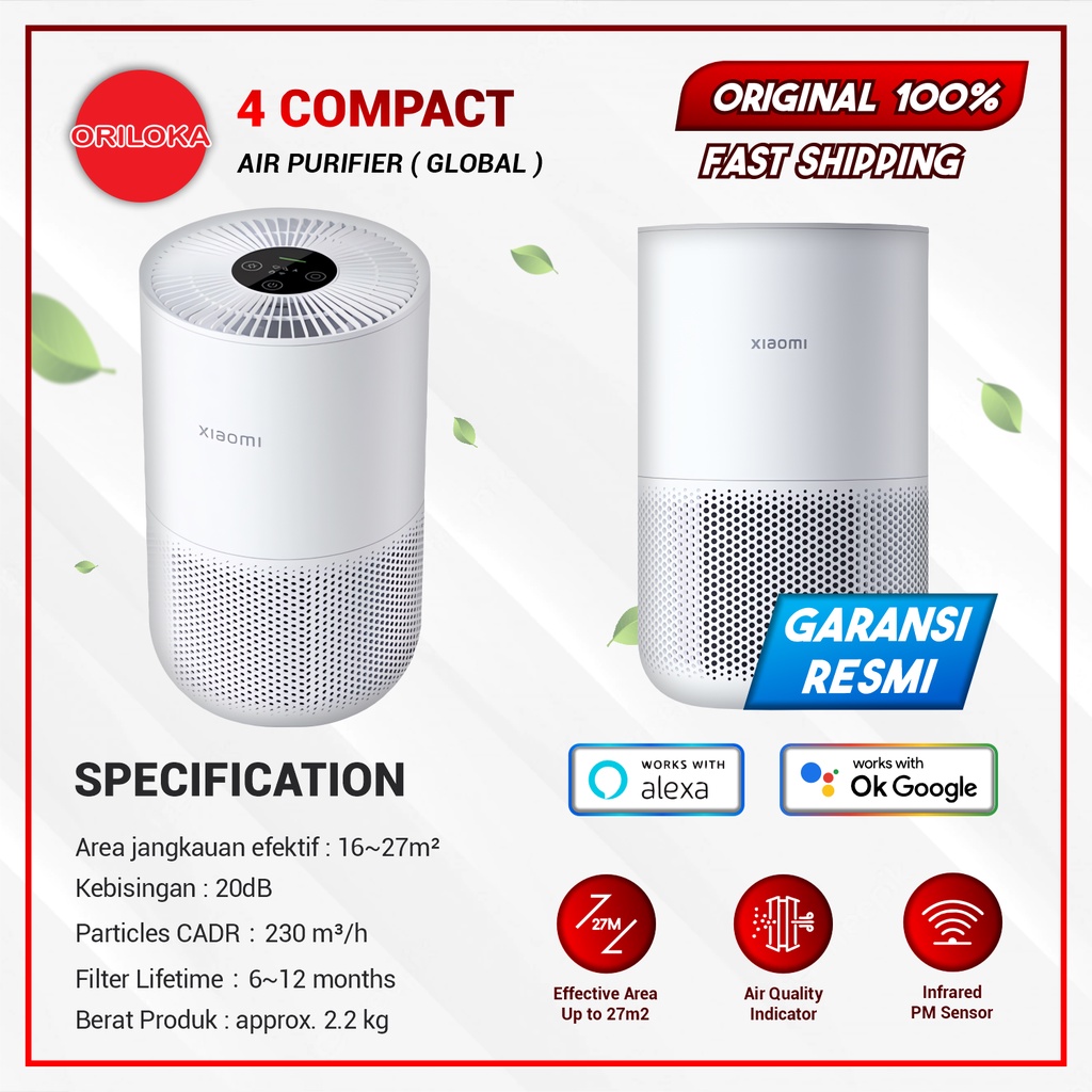 Mi Air Purifier 4 Compact - Penyaring Udara - Garansi Resmi