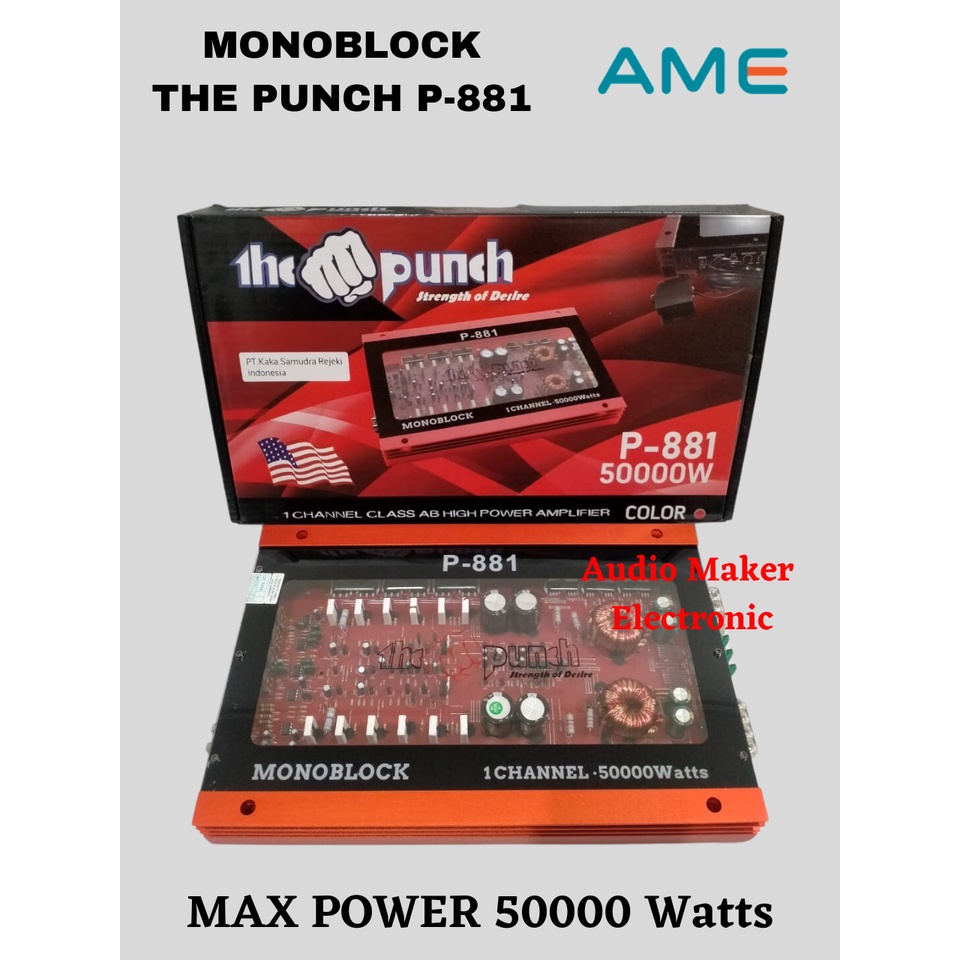 Power amplifier Monoblock The Punch P-881 - Power Mobil 1CH Monoblock P881