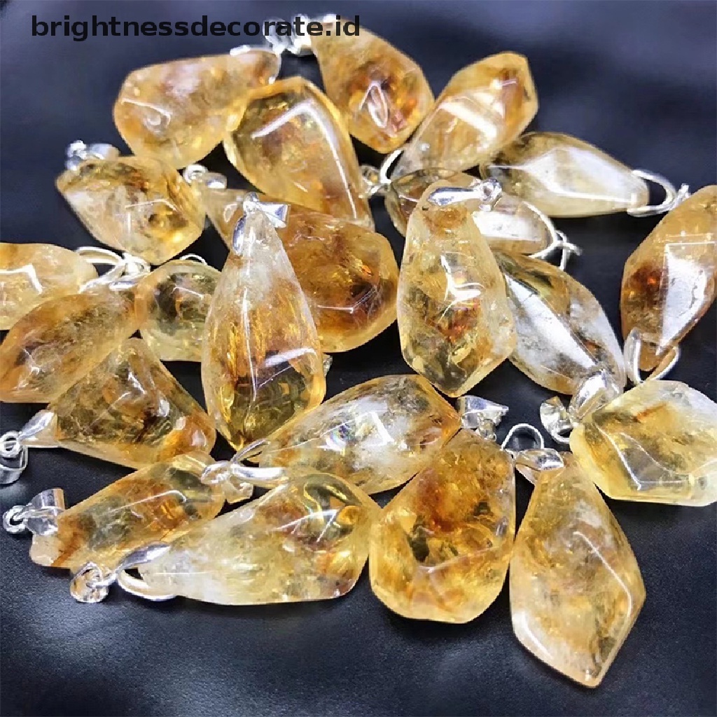 [Birth] Natural Brazil Citrine Charm Pendant Healing Crystals Enegry Stone DIY Perhiasan [ID]