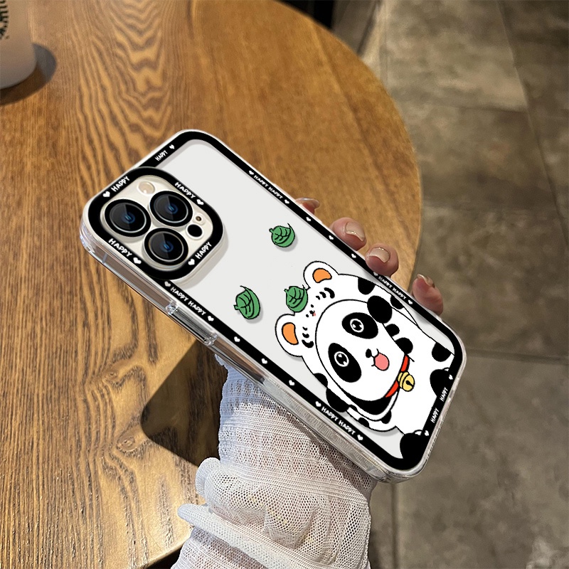 IPHONE Soft Case Panda Lucu Kompatibel Untuk Iphone13 14 11 12 Pro Max XS XR X8 7 6S Plus Casing Hp Mini Transparan TPU Silikon Shockproof Clear Cover