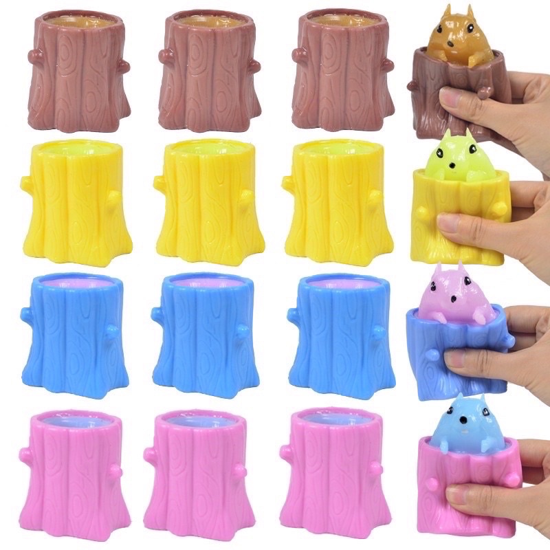 Mainan Squishy Tupai Pencet Batang Pohon Lucu Anti Stres , Pop It Squezz Tupai Promo Mitra