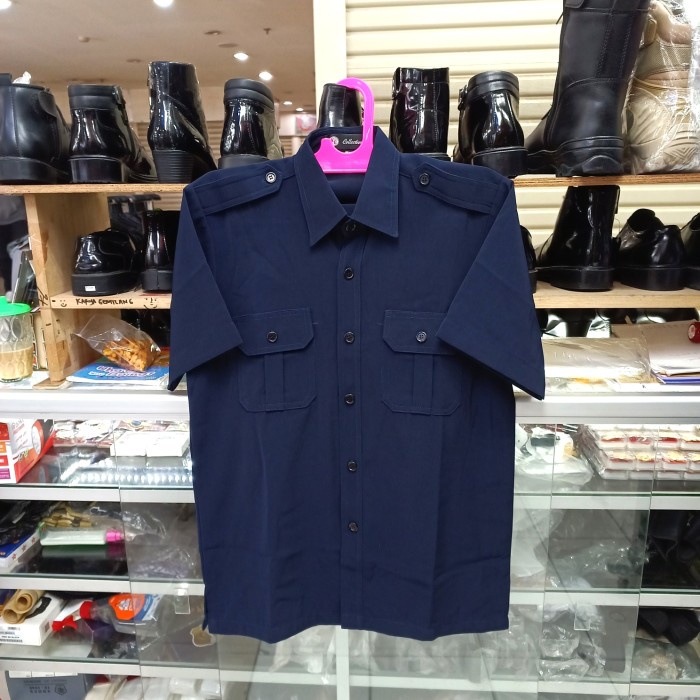 baju safari guru - Biru dongker, XXXL