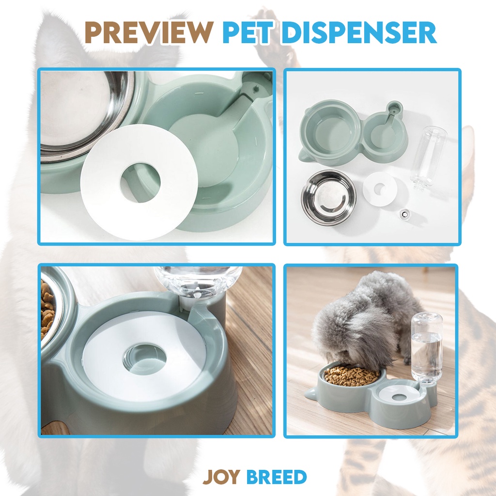 TEMPAT MAKAN DOUBLE MODEL KUCING DENGAN DISPENSER AIR PET DISPENSER DOUBLE MODEL KUCING PREMIUM | JOY BREED OFFICIAL