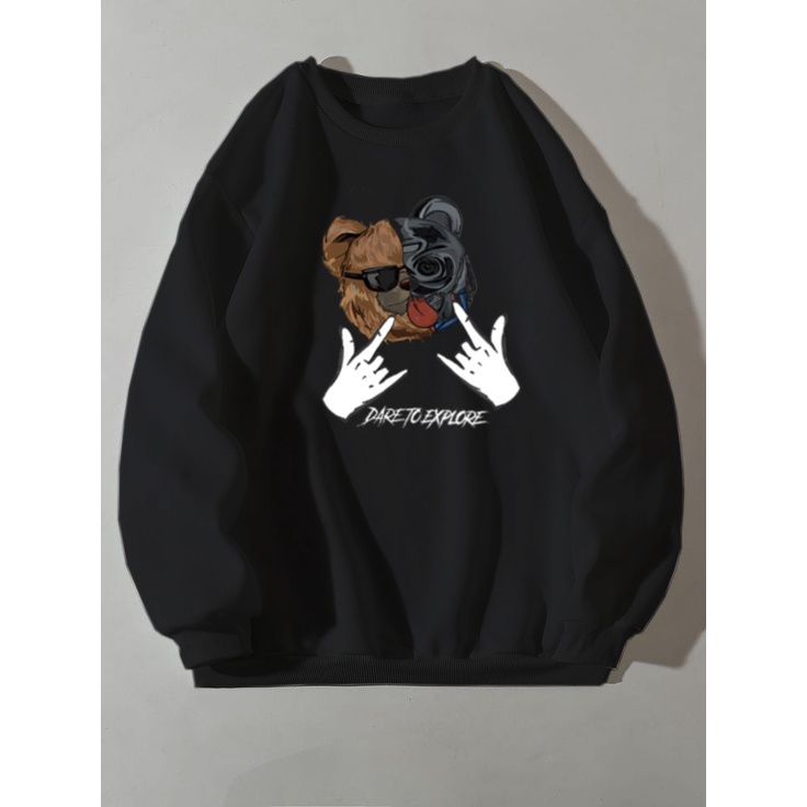 Sweater Crewneck TEDDY BEAR Sweater Pria Wanita (BISA COD)