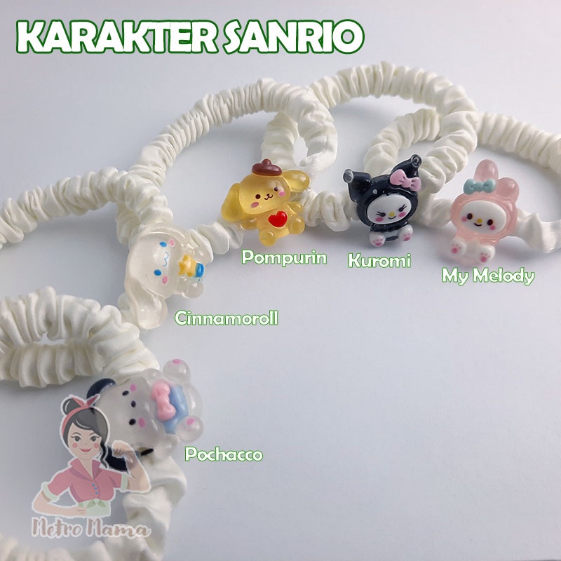 Karet Rambut Anak Sanrio Satin Kerut HAIR SCRUNCHIE Kualitas Premium