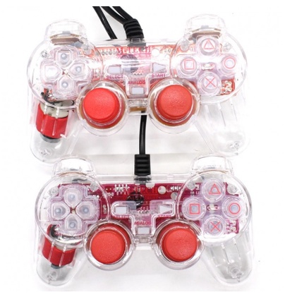 Gamepad double transparan M-tech - joystick bening lampu m-tech