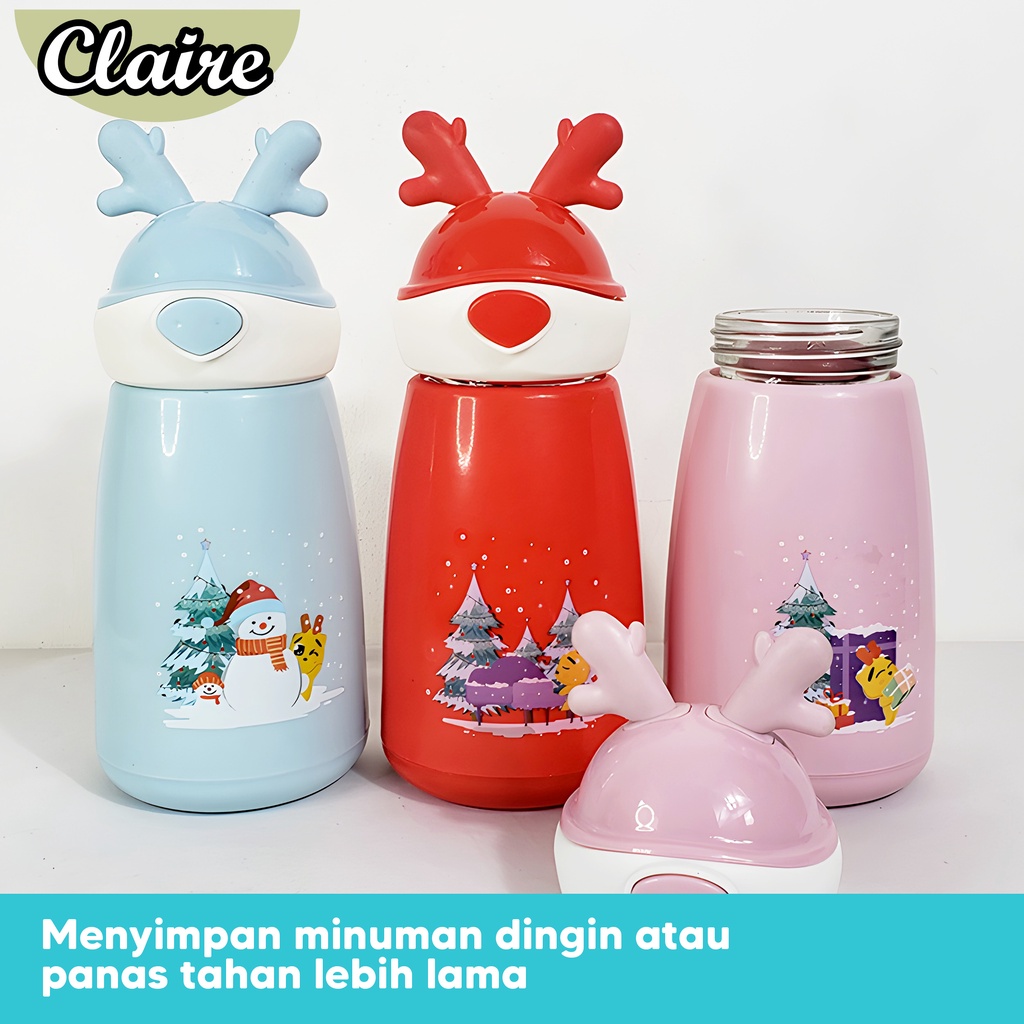 Botol minum Kaca BMK004 / Botol Minum Kaca Model Tanduk Rusa Snow / Botol Minum Kaca 400ml