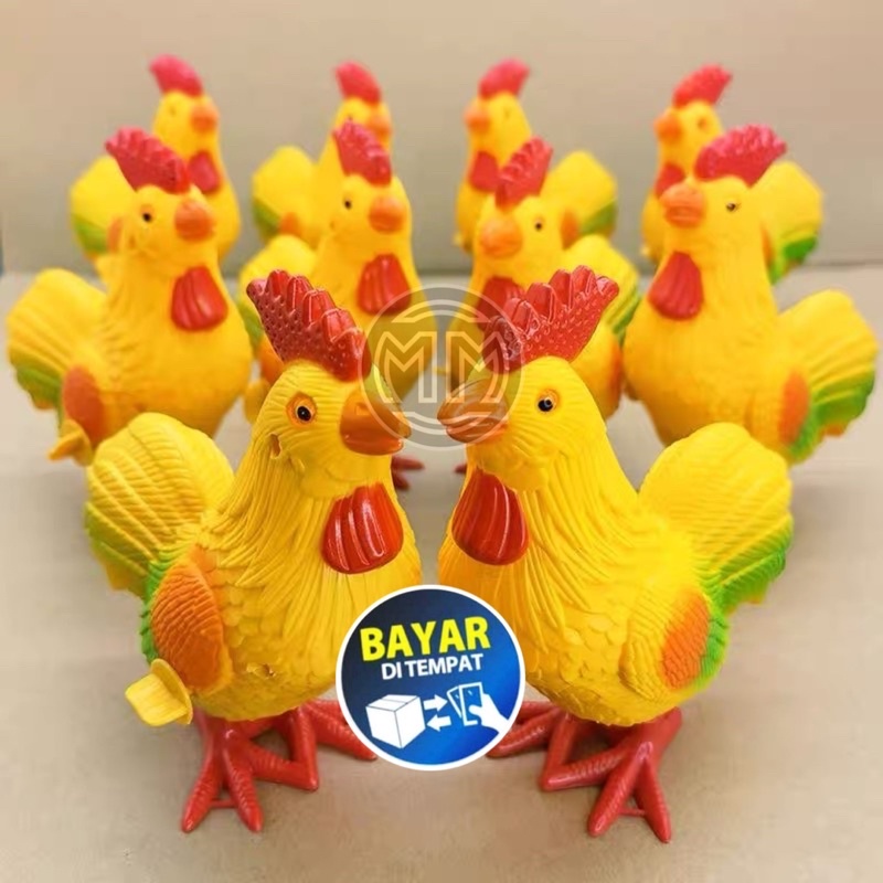 MAINAN ANAK AYAM JAGO MINI LONCAT SISTEM PUTAR MURAH MERIAH