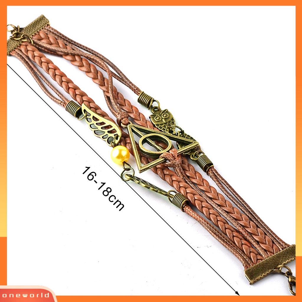 {oneworld} Gelang Harry P-otter Deathly Hallows Kulit Imitasi Braided Alloy Multilayer Braided Bangle Perhiasan Untuk Pesta