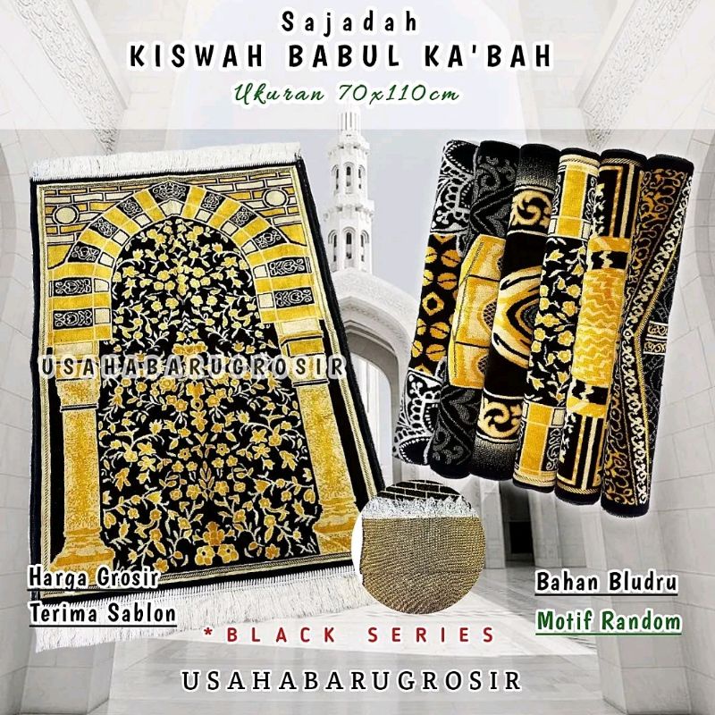 Sajadah Black Series Kiswah Sajadah Turki Bulu Bludru Sajadah Tebal Premium ukuran 70x110cm