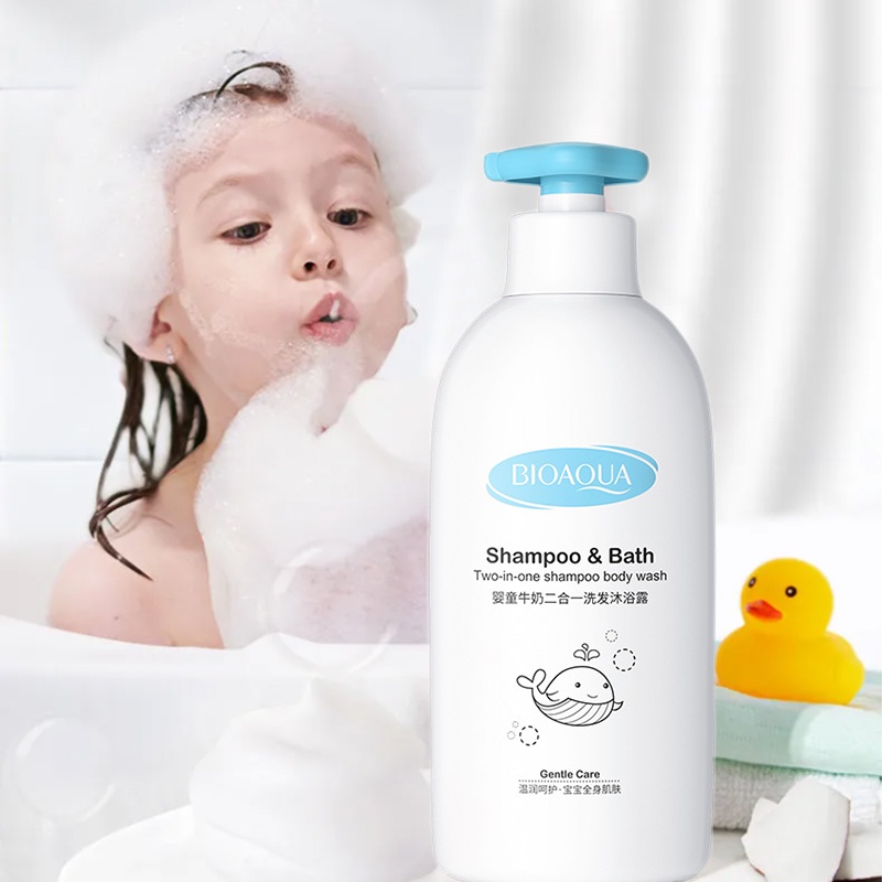 Sabun mandi bayi Sabun mandi cair Sabun pemutih badan Sampo anti ketombe Sampo bayi Anti-dandruff shampoo 500ml Botol untuk penggunaan ganda, bisa keramas dan mandi dan tidak menyebabkan iritasi