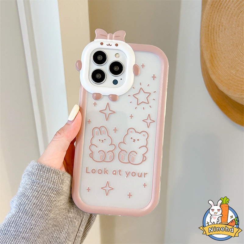 IPHONE Casing Kompatibel Untuk Iphone14 13 12 11 Pro Max X Xr Xs Max7 8 6 6s Plus Se2020Kacamata Kecil Lensa Phone Case Beruang Coklat Shockproof Glossy Silikon Soft Case Cover Pelindung