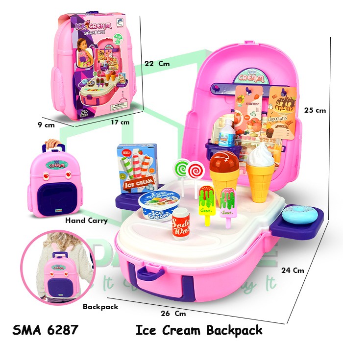 Backpack Ice Cream Es Krim Tas Es Krim Peralatan Pretend Play Sets Mainan Anak Permainan Edukasi Mon
