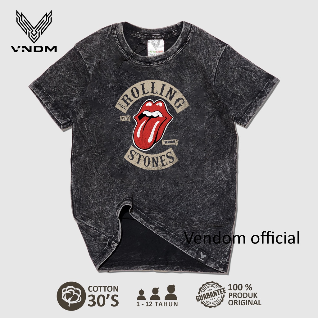 Vendom Kids Baju Kaos Anak Washet Laki Laki / Perempuan Unisex Umur 1-12 Tahun Bahan Cotton 30S