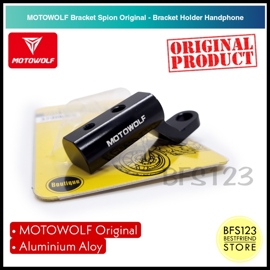 MOTOWOLF Bracket Spion Original Lampu Senter Holder HP Aluminium Aloy